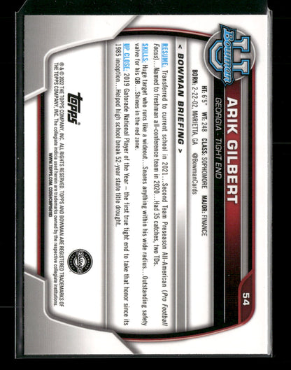 2022 Bowman Chrome University Football Arik Gilbert #54 Pink Refractor 1st Bowman