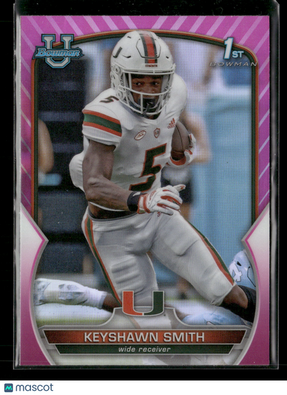 2022 Bowman Chrome University Football Keyshawn Smith #55 Pink Refractor 1st Bowman