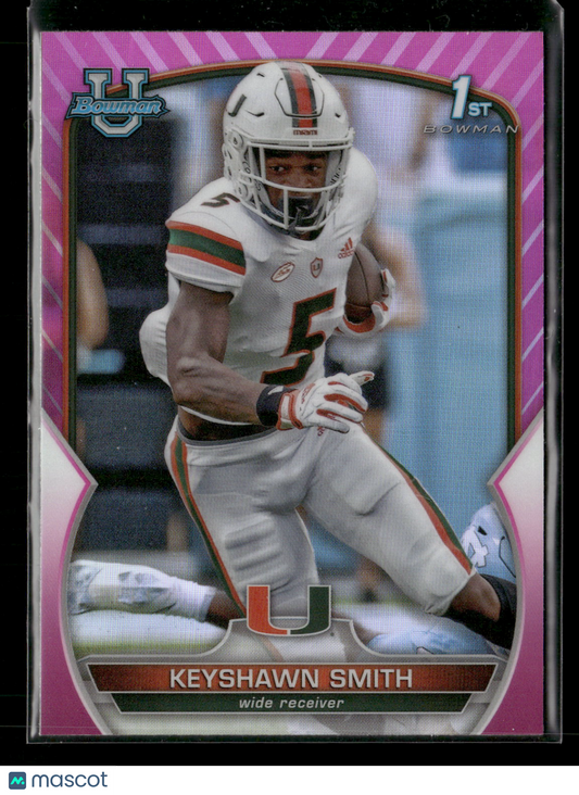 2022 Bowman Chrome University Football Keyshawn Smith #55 Pink Refractor 1st Bowman