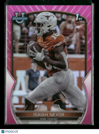 2022 Bowman Chrome University Football Isaiah Neyor #56 Pink Refractor 1st Bowman
