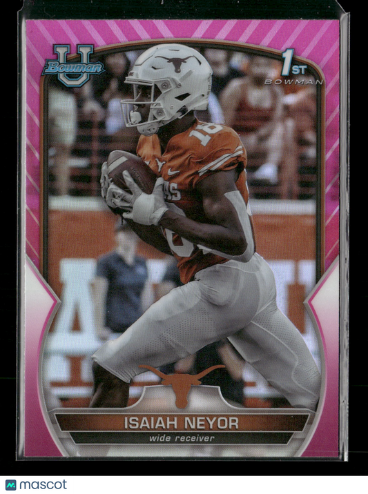 2022 Bowman Chrome University Football Isaiah Neyor #56 Pink Refractor 1st Bowman