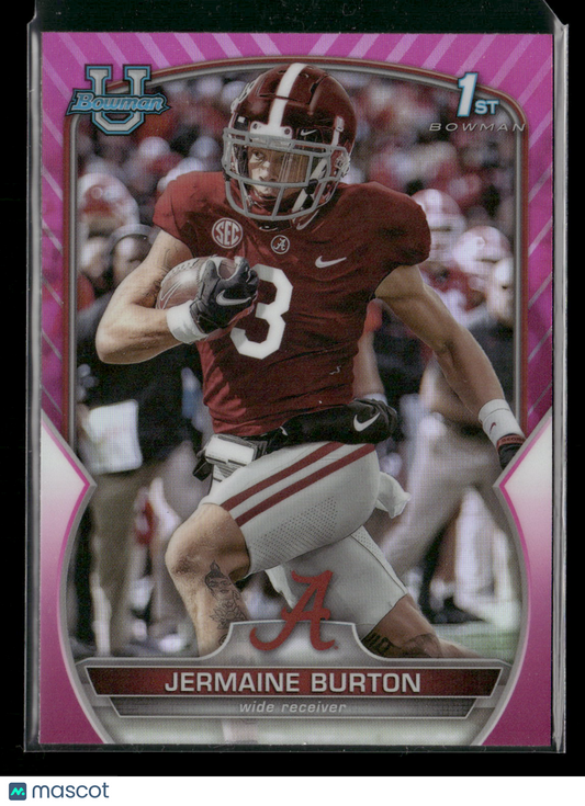 2022 Bowman Chrome University Football Jermaine Burton #62 Pink Refractor 1st Bowman