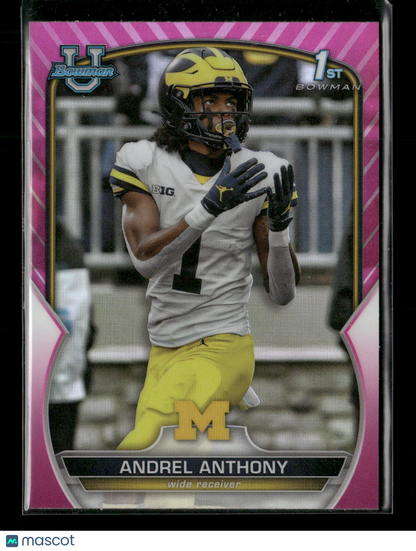 2022 Bowman Chrome University Football Andrel Anthony #63 Pink Refractor 1st Bowman
