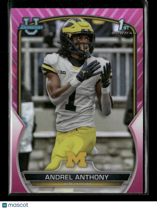 2022 Bowman Chrome University Football Andrel Anthony #63 Pink Refractor 1st Bowman