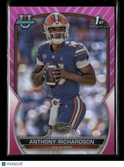 2022 Bowman Chrome University Football Anthony Richardson #65 Pink Refractor 1st Bowman