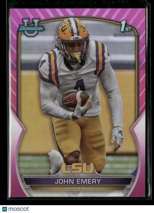 2022 Bowman Chrome University Football John Emery #67 Pink Refractor 1st Bowman