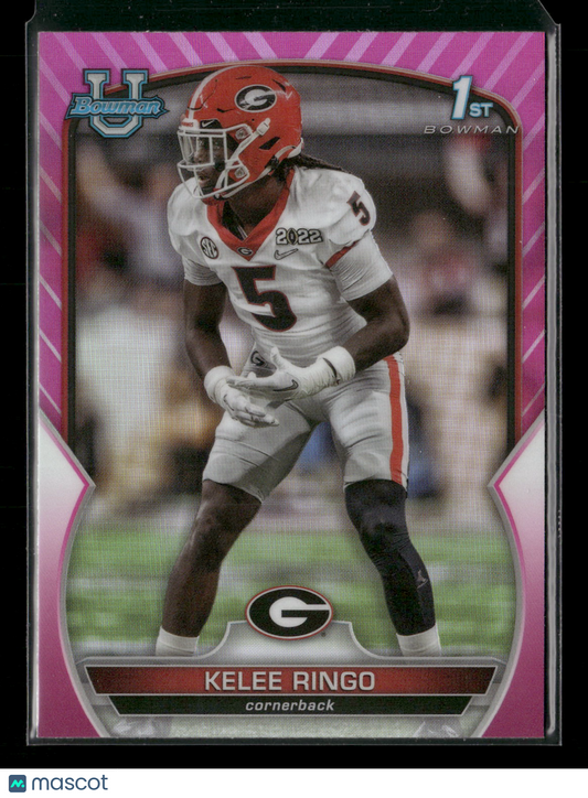 2022 Bowman Chrome University Football Kelee Ringo #68 Pink Refractor 1st Bowman