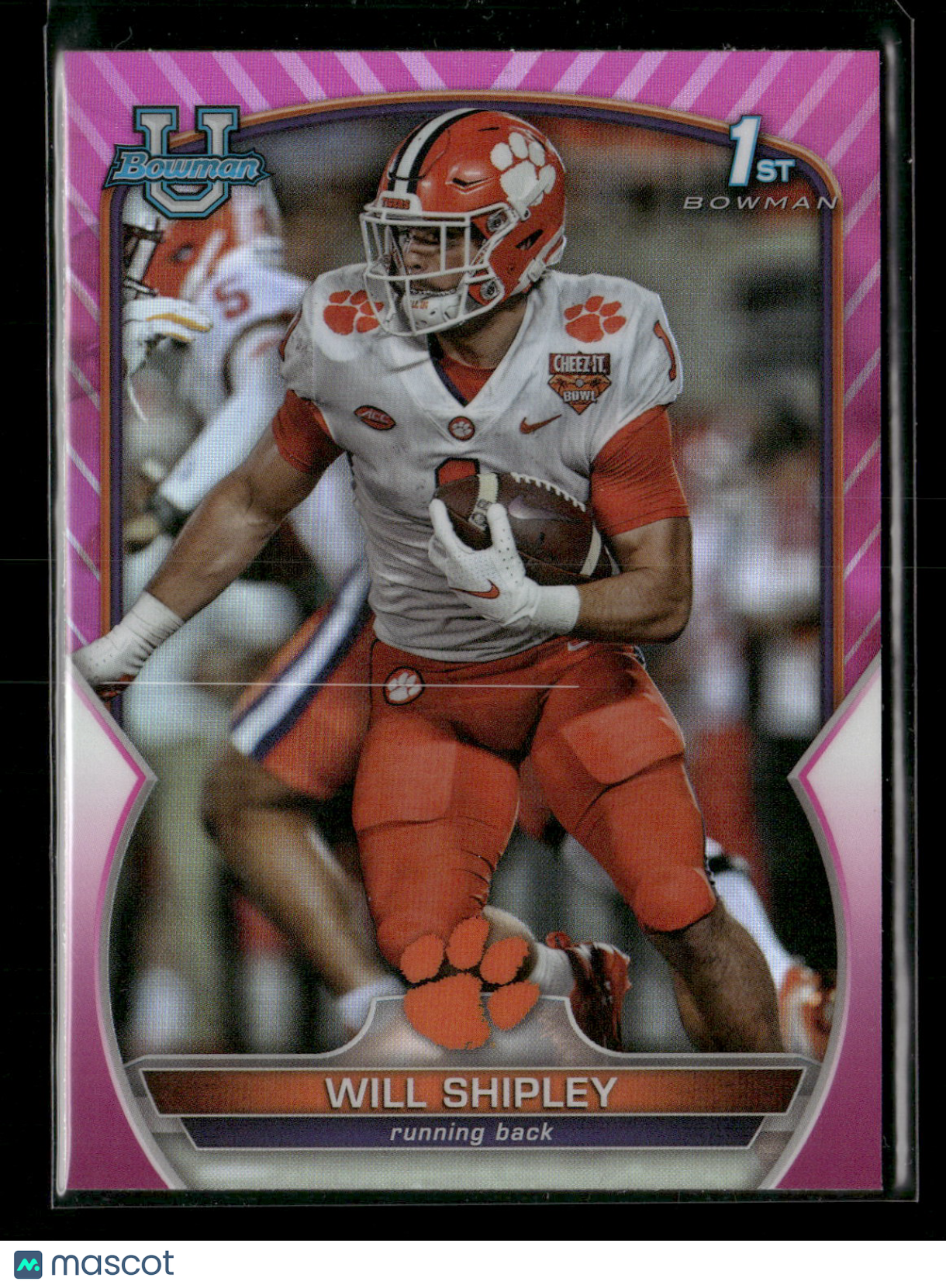 2022 Bowman Chrome University Football Will Shipley #73 Pink Refractor 1st Bowman