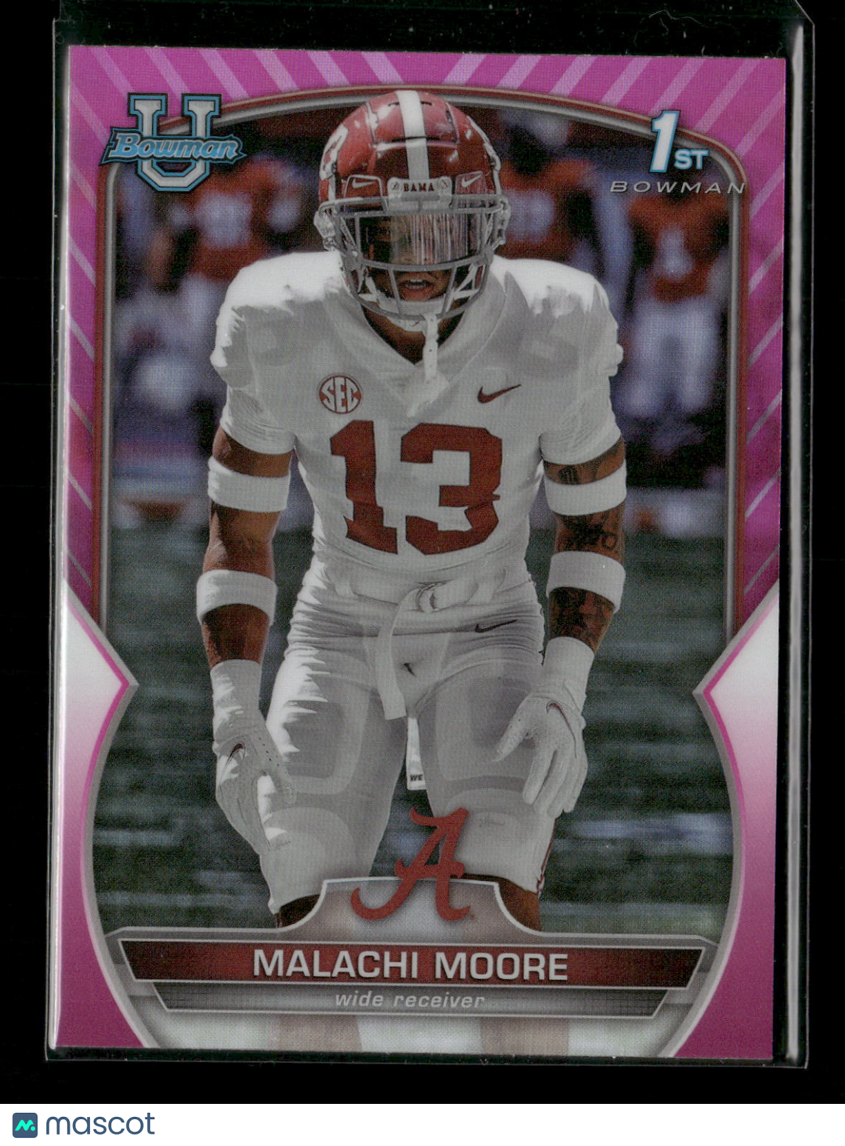 2022 Bowman Chrome University Football Malachi Moore #74 Pink Refractor 1st Bowman