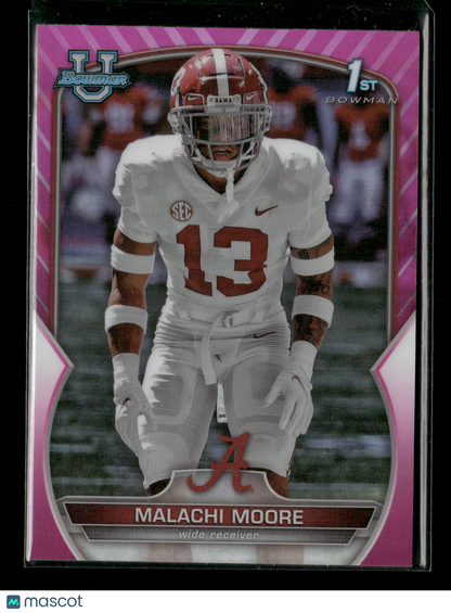 2022 Bowman Chrome University Football Malachi Moore #74 Pink Refractor 1st Bowman