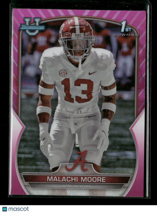 2022 Bowman Chrome University Football Malachi Moore #74 Pink Refractor 1st Bowman