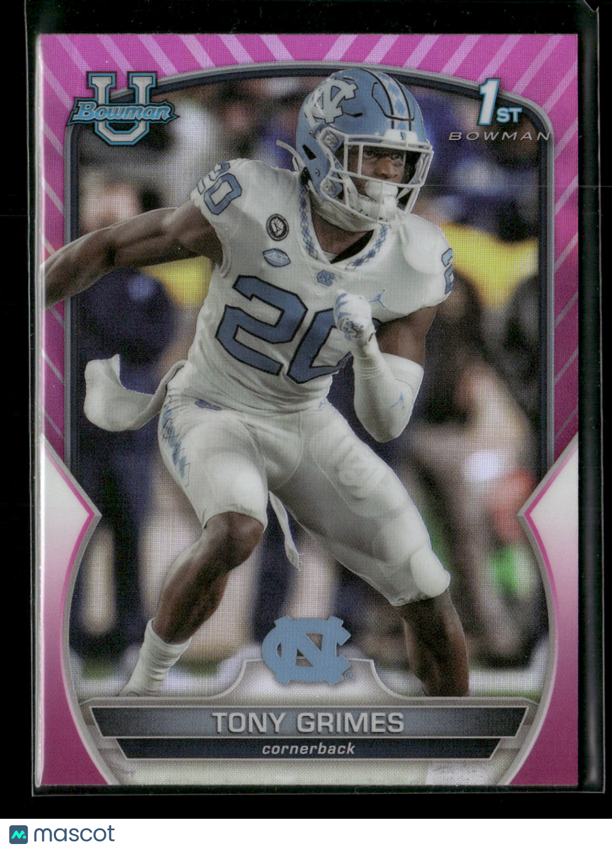 2022 Bowman Chrome University Football Tony Grimes #75 Pink Refractor 1st Bowman