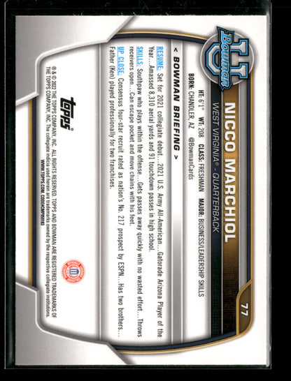 2022 Bowman Chrome University Football Nicco Marchiol #77 Pink Refractor 1st Bowman