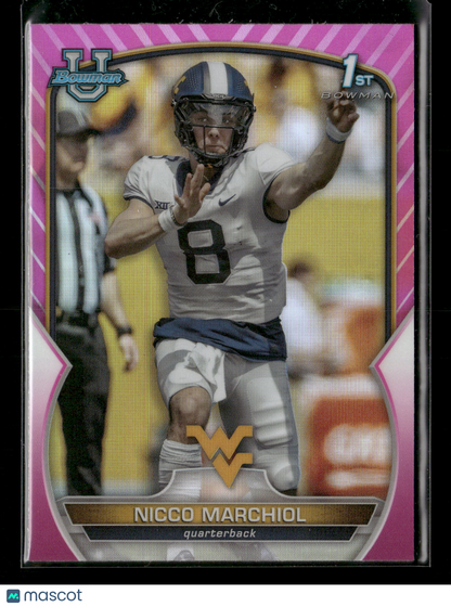 2022 Bowman Chrome University Football Nicco Marchiol #77 Pink Refractor 1st Bowman