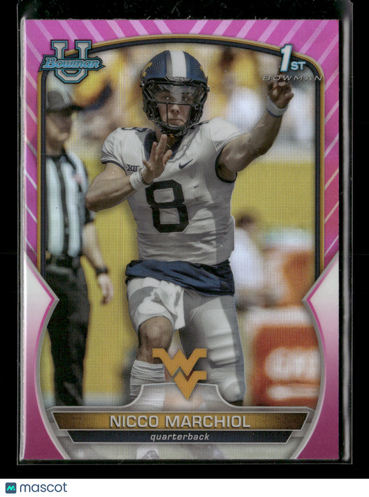 2022 Bowman Chrome University Football Nicco Marchiol #77 Pink Refractor 1st Bowman