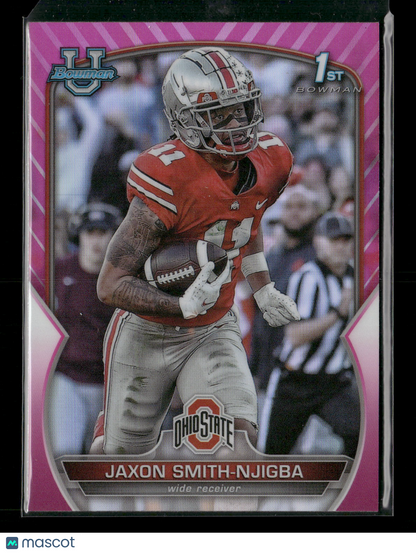 2022 Bowman Chrome University Football Jaxon Smith-Njigba #78 Pink Refractor 1st Bowman