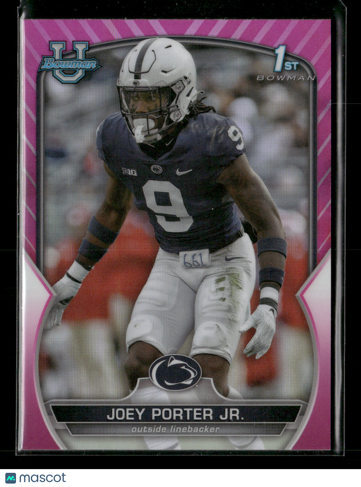 2022 Bowman Chrome University Football Joey Porter Jr. #79 Pink Refractor 1st Bowman