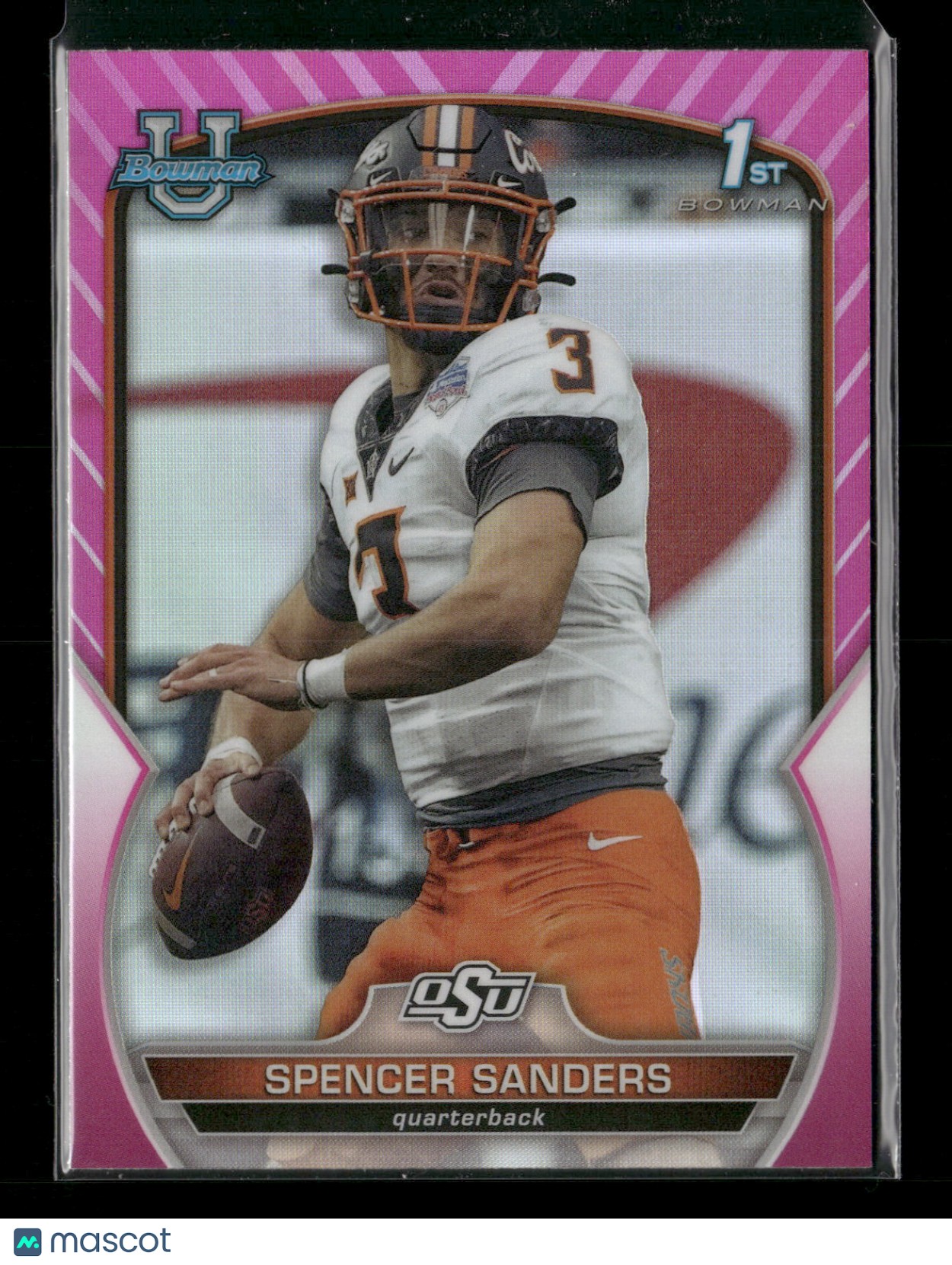 2022 Bowman Chrome University Football Spencer Sanders #81 Pink Refractor 1st Bowman