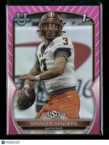 2022 Bowman Chrome University Football Spencer Sanders #81 Pink Refractor 1st Bowman