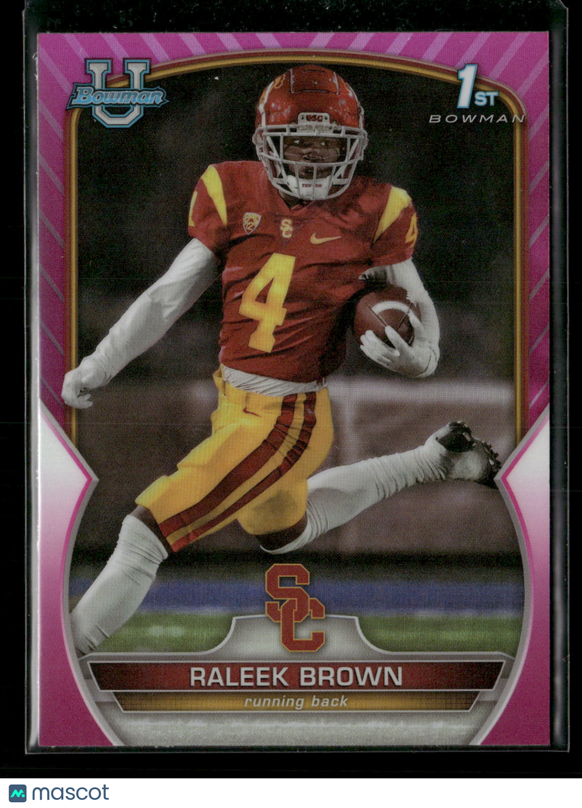 2022 Bowman Chrome University Football Raleek Brown #83 Pink Refractor 1st Bowman