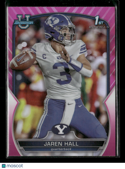 2022 Bowman Chrome University Football Jaren Hall #85 Pink Refractor 1st Bowman