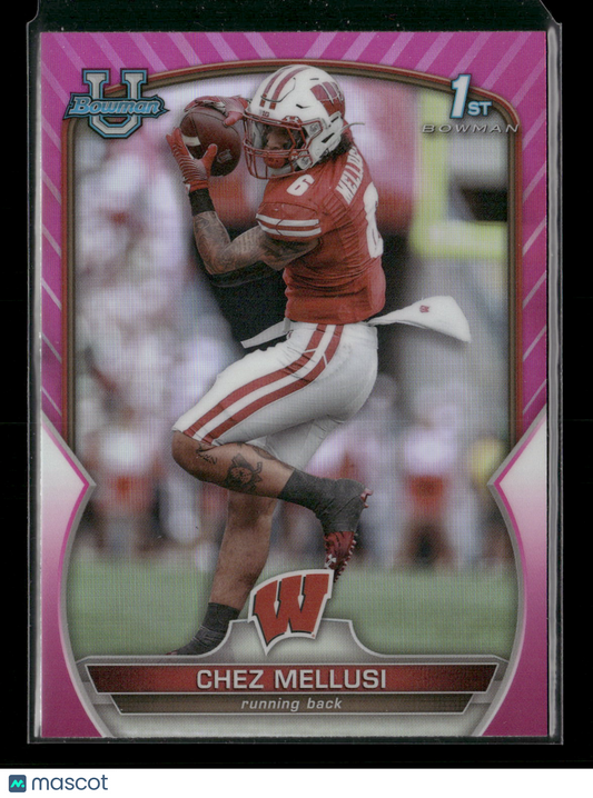 2022 Bowman Chrome University Football Chez Mellusi #86 Pink Refractor 1st Bowman