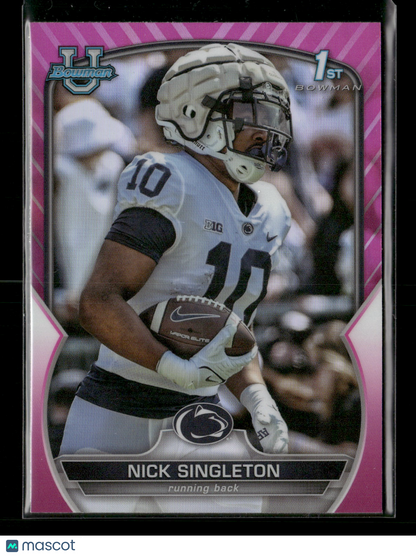 2022 Bowman Chrome University Football Nick Singleton #87 Pink Refractor 1st Bowman