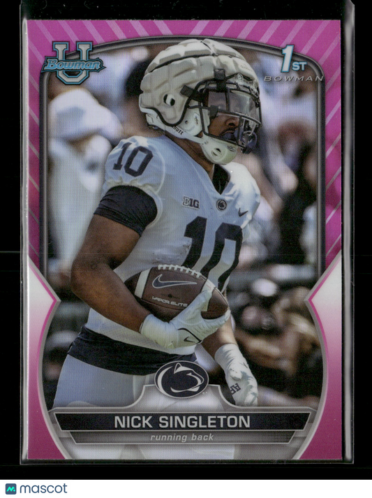 2022 Bowman Chrome University Football Nick Singleton #87 Pink Refractor 1st Bowman
