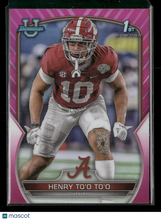 2022 Bowman Chrome University Football Henry To'o To'o #88 Pink Refractor 1st Bowman