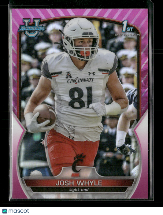 2022 Bowman Chrome University Football Josh Whyle #89 Pink Refractor 1st Bowman