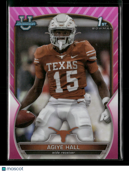 2022 Bowman Chrome University Football Agiye Hall #90 Pink Refractor 1st Bowman