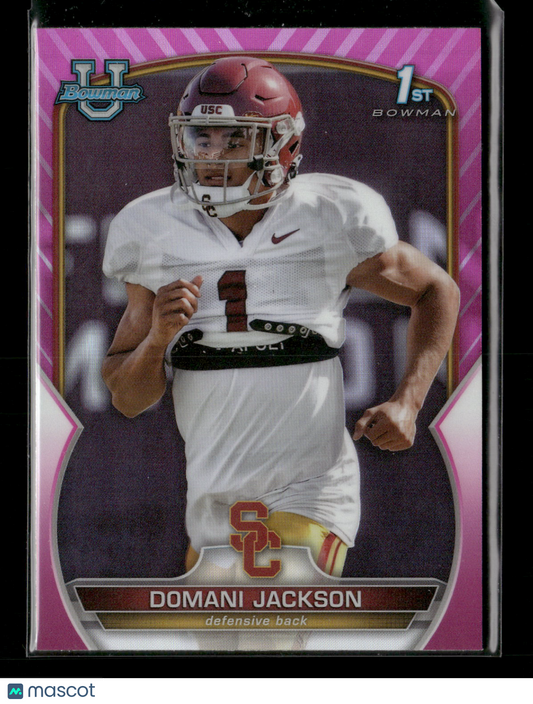 2022 Bowman Chrome University Football Domani Jackson #91 Pink Refractor 1st Bowman