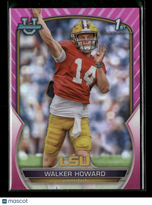 2022 Bowman Chrome University Football Walker Howard #92 Pink Refractor 1st Bowman