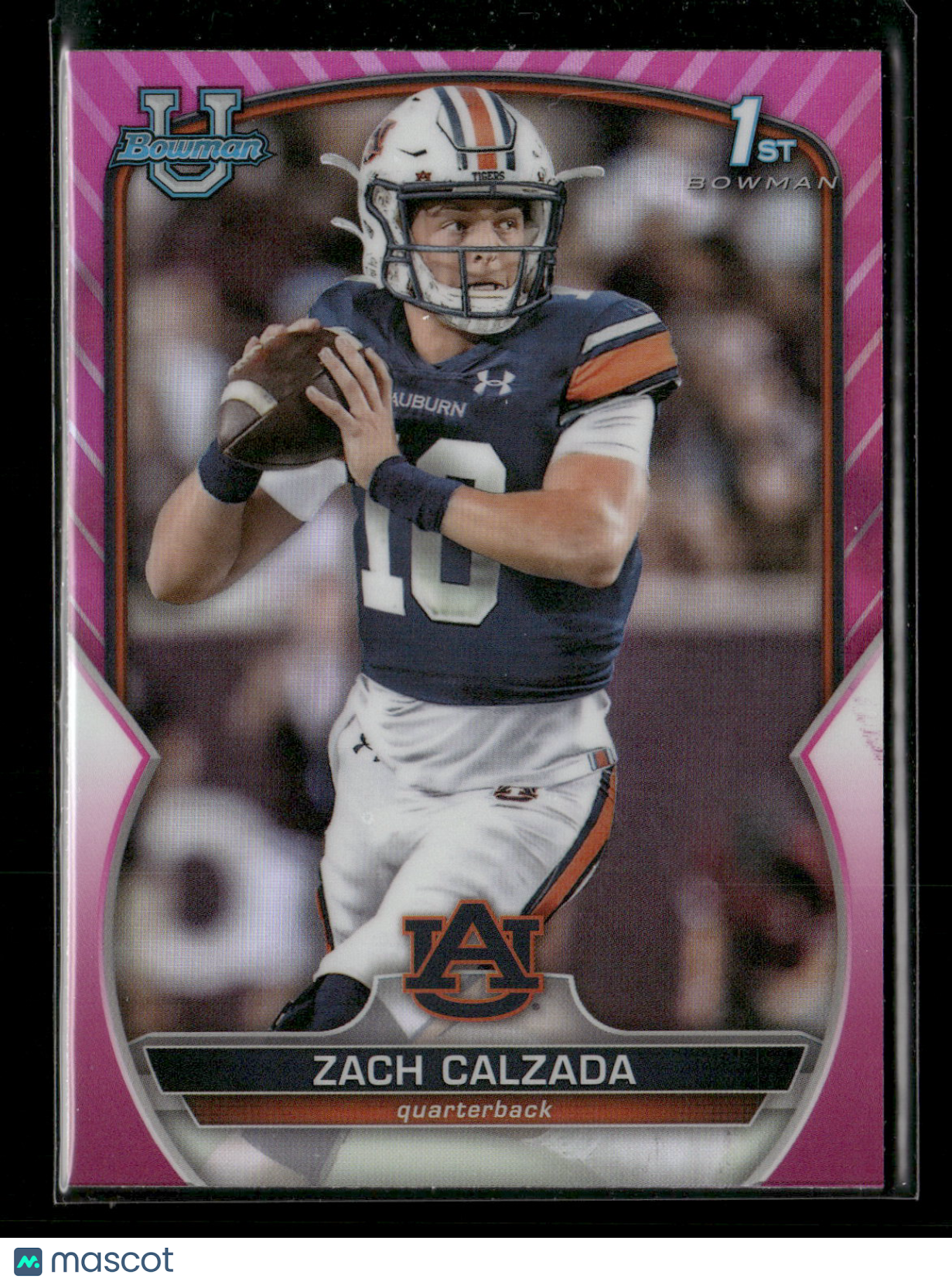 2022 Bowman Chrome University Football Zach Calzada #93 Pink Refractor 1st Bowman