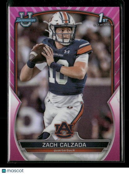 2022 Bowman Chrome University Football Zach Calzada #93 Pink Refractor 1st Bowman