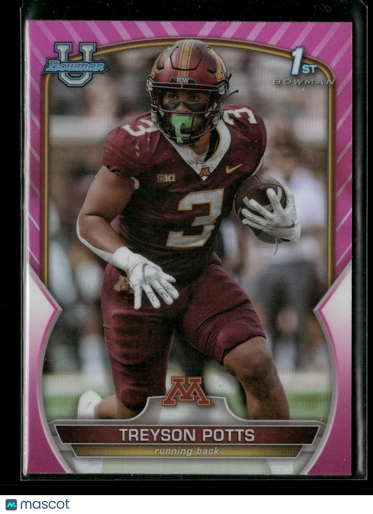 2022 Bowman Chrome University Football Treyson Potts #97 Pink Refractor 1st Bowman