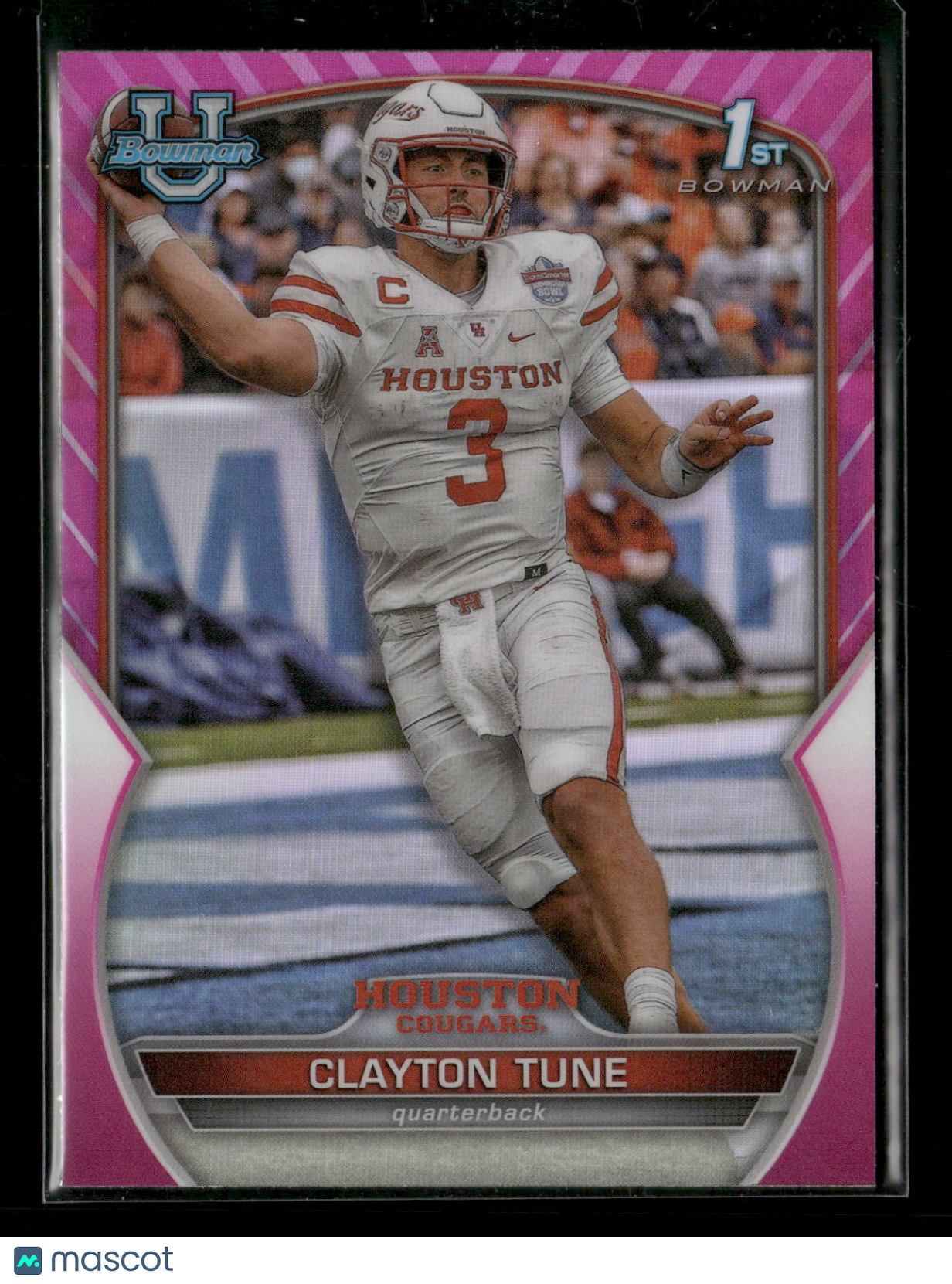 2022 Bowman Chrome University Football Clayton Tune #98 Pink Refractor 1st Bowman