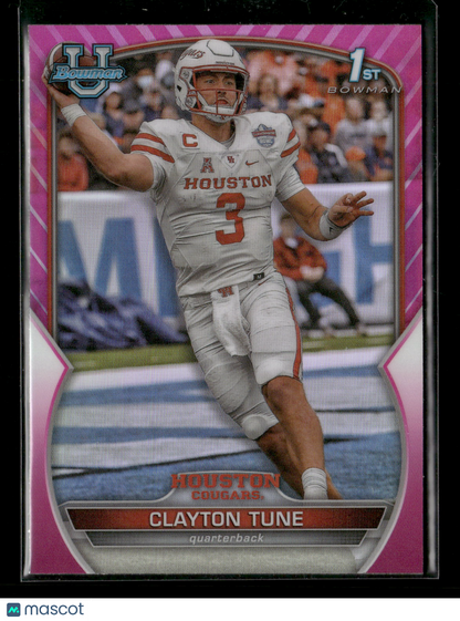 2022 Bowman Chrome University Football Clayton Tune #98 Pink Refractor 1st Bowman