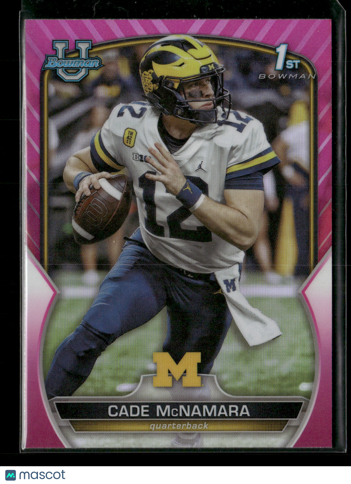 2022 Bowman Chrome University Football Cade McNamara #99 Pink Refractor 1st Bowman