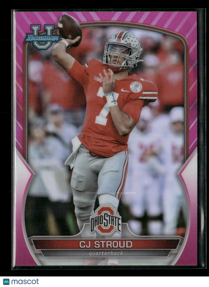 2022 Bowman Chrome University Football C.J. Stroud #100 Pink Refractor