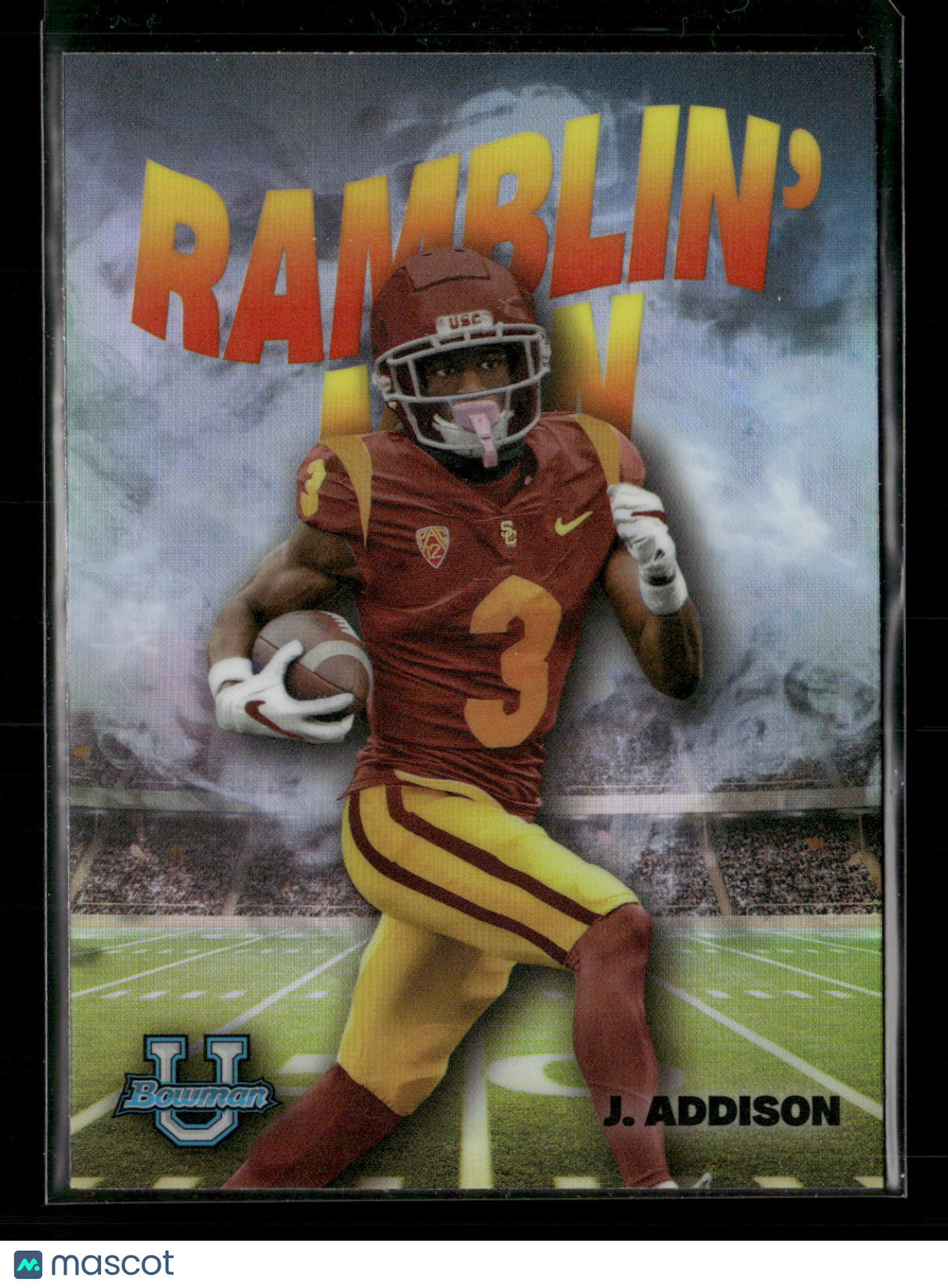 2022 Bowman Chrome University Football Jordan Addison #RM-9 Ramblin’ Man
