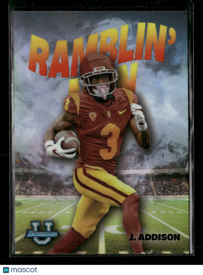 2022 Bowman Chrome University Football Jordan Addison #RM-9 Ramblin’ Man