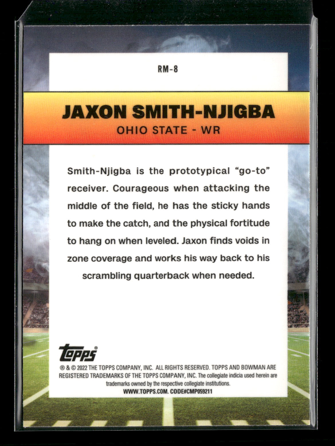 2022 Bowman Chrome University Football Jaxon Smith-Njigba #RM-8 Ramblin’ Man