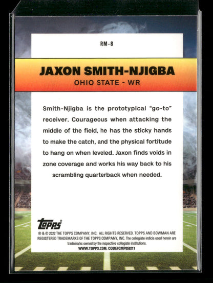 2022 Bowman Chrome University Football Jaxon Smith-Njigba #RM-8 Ramblin’ Man