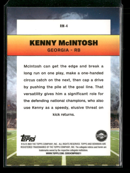 2022 Bowman Chrome University Football Kenny McIntosh #RM-4 Ramblin’ Man