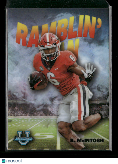 2022 Bowman Chrome University Football Kenny McIntosh #RM-4 Ramblin’ Man