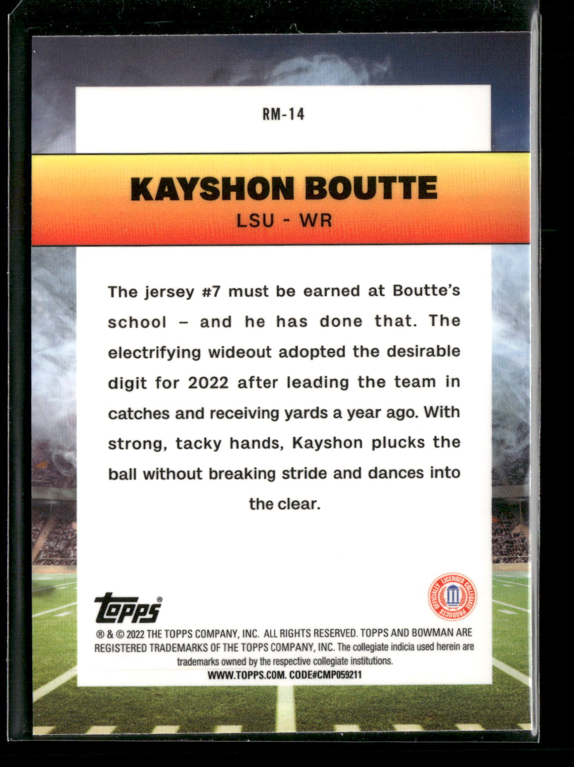 2022 Bowman Chrome University Football Kayshon Boutte #RM-14 Ramblin’ Man