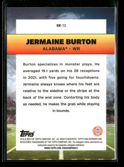 2022 Bowman Chrome University Football Jermaine Burton #RM-13 Ramblin’ Man