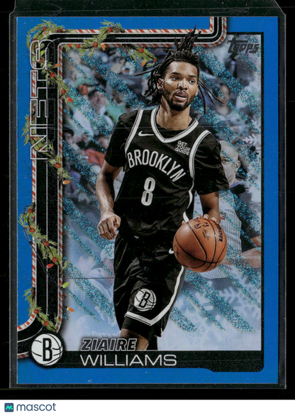 2025-26 Topps Holiday Basketball Ziaire Williams #H8 Blue Metallic Glitter Parallel