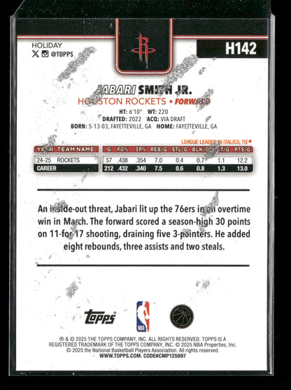 2025-26 Topps Holiday Basketball Jabari Smith Jr. #H142 Glitter Parallel